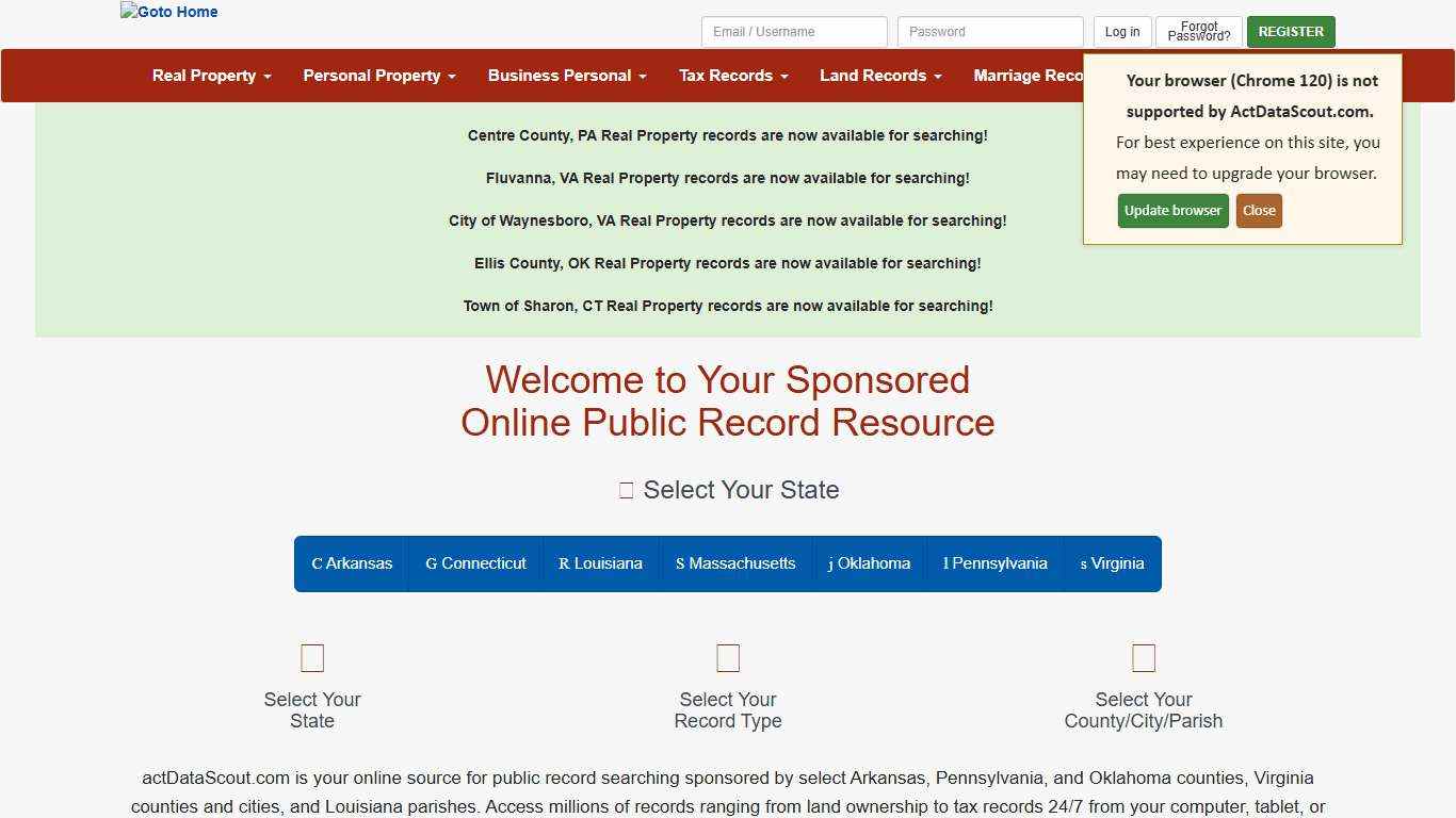 actDataScout - County / Parish Sponsored Public Records